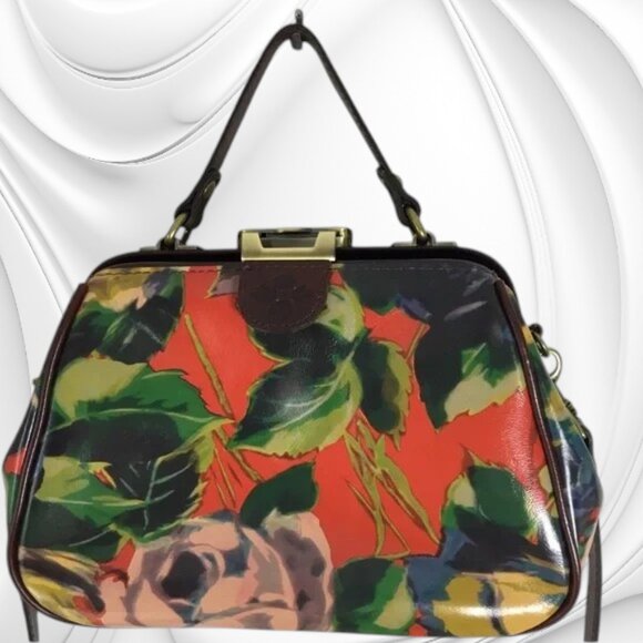 Patricia Nash Leather Satchel Winter Bloom Gracchi Shoulder Bag - Picture 2 of 16